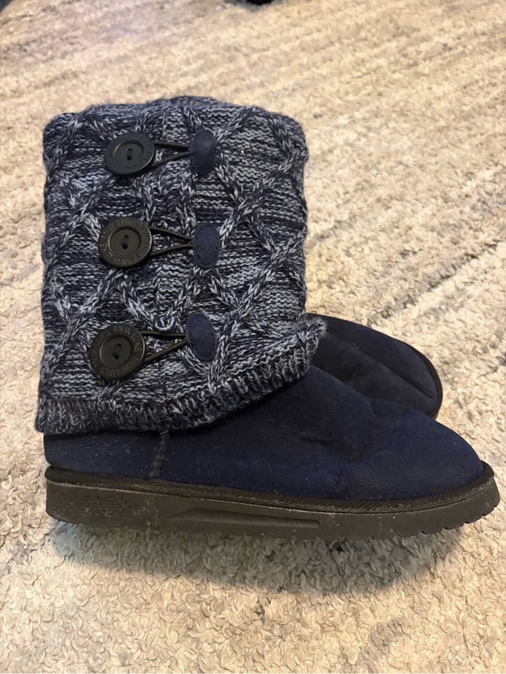 MUK LUKS Knit-Top Navy Women's Winter Boots